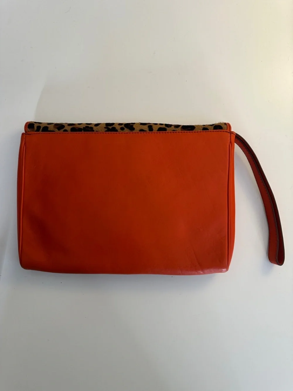Fossil Leather‎ Orange Leopard Print Wristlet  Clutch Purse